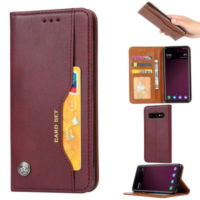 For Samsung Galaxy S10+/S10 Plus Classic Knead Skin Pattern Magnetic Closure Anti-drop Flip Leather Case with Card Slot