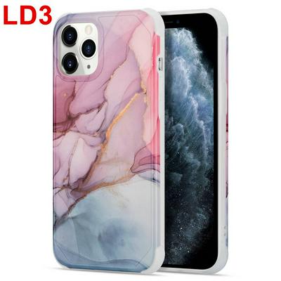 For iPhone 12 Pro Max(6.7) Four Corner Anti-falling Flow Gold Marble Pattern Hard PC+TPU Back Cover Case