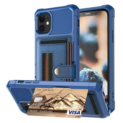 For iPhone 12/12 Pro (6.1) ZM06 Premium Vintage Shockproof All-Inclusive Hard PC Case with Card Slots Stand Function Cover Case Magnetic Folio Closure