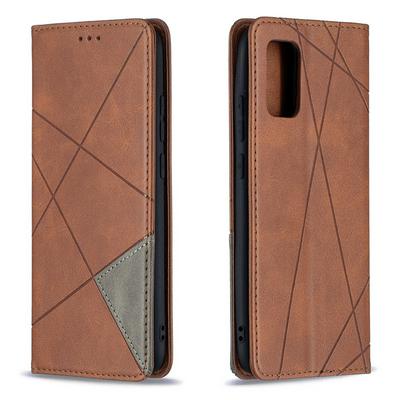 For Samsung Galaxy A02s European Version Rhombus Pattern Shockproof Flip Leather Case with Magnetic Closure and Card Slot