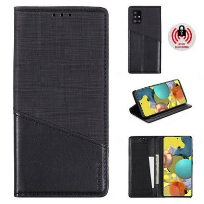For Samsung Galaxy A51 5G Splicing Solid Color Magnetic Closure Shockproof Flip Leather Case with Card Slot & Stand Function