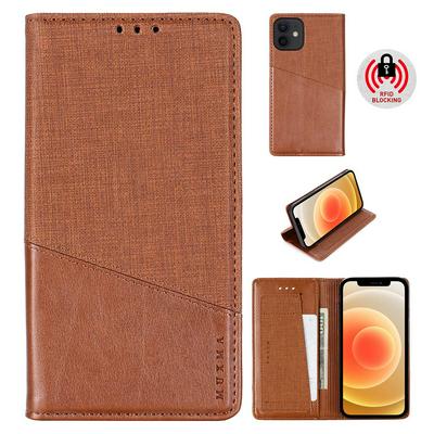 For iPhone 12/12 Pro(6.1) Splicing Solid Color Magnetic Closure Shockproof Flip Leather Case with Card Slot & Stand Function