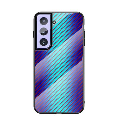 Carbon Fiber Glass Cases for Samsung Galaxy A72 5G Case, [Slim & Lightweight] [Scratch-Resistant] [Colorful Fiber Pattern] Luxury Hard Tempered Glass Back Cover Case for Samsung Galaxy S21 5G