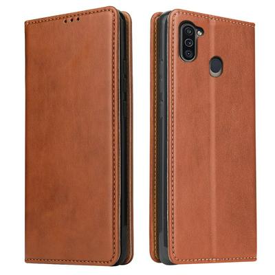 Flip Leather Case for Samsung Galaxy M11 Genuine Leather Texture Wallet Phone Cover with Holder & Card Slot