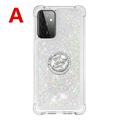 Airbag TPU Phone Case for Samsung Galaxy A72 5G (International) Ring Buckle Anti-fall Scratch Resistant Quicksand Protective Cover