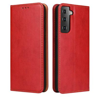 Flip Leather Case for Samsung Galaxy S21+ 5G Genuine Leather Texture Wallet Phone Cover with Holder & Card Slot