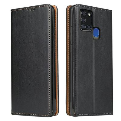 Flip Leather Case for Samsung Galaxy A21s Genuine Leather Texture Wallet Phone Cover with Holder & Card Slot