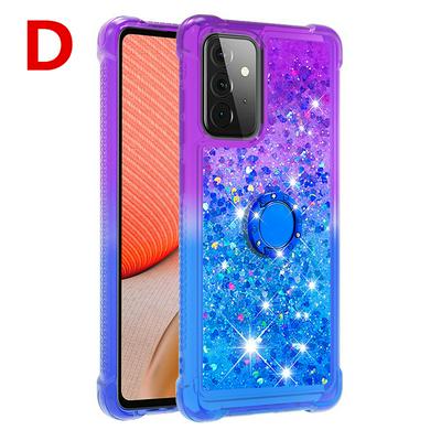 Ring Buckle+Anti-fall Scratch Resistant Gradient Quicksand Soft TPU Back Cover Phone Case for Samsung Galaxy A72 5G(International Edition)