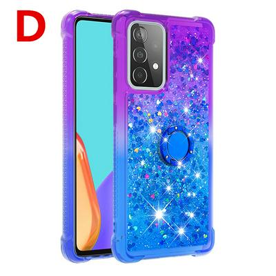 Ring Buckle+Anti-fall Scratch Resistant Gradient Quicksand Soft TPU Back Cover Phone Case for Samsung Galaxy A52 5G(International Edition)
