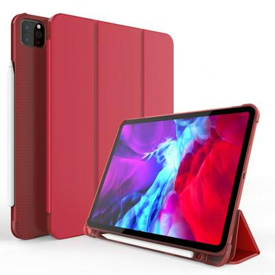 Tri-Fold Stand Side Flip Auto Sleep Function PU Leather + Soft TPU Tablet Protective Case with Pen Slot for iPad Pro 11(2020)
