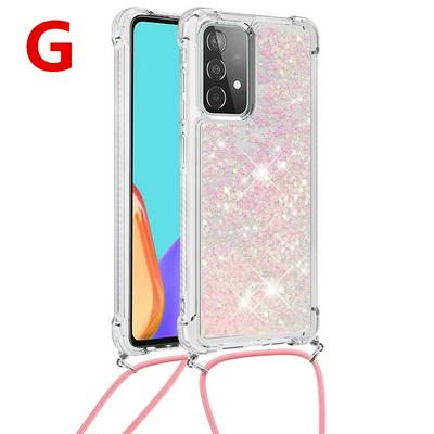 TPU Case for Samsung Galaxy A52 5G Anti-fall Scratch Resistant Quicksand Back Phone Cover with Lanyard