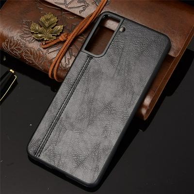 Extra Thinness Cowhide Pattern Shockproof All-Inclusive Hard Shell Hard PC Cover Case for Samsung Galaxy S21 Ultra 5G
