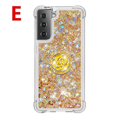 Airbag TPU Phone Case for Samsung Galaxy S21 5G Ring Buckle Anti-fall Scratch Resistant Quicksand Protective Cover