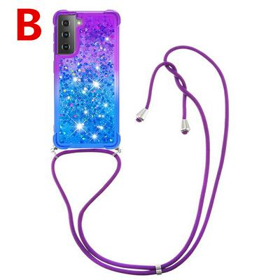 Gradient Shock and Drop Resistant Soft TPU Back Cover Phone Case with Lanyard for Samsung Galaxy S21+ 5G