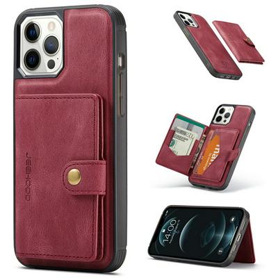 Retro Magnetic Suction Detachable Card Wallet Shockproof PU Leather Back Cover Phone Case for iPhone 12 Pro Max(6.7)