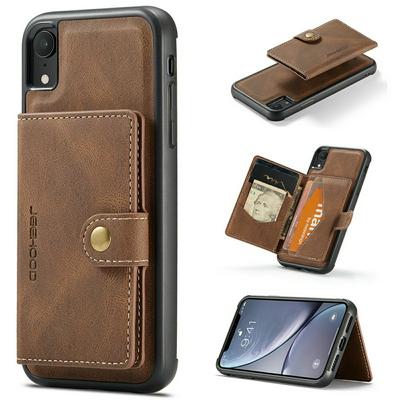Retro Magnetic Suction Detachable Card Wallet Shockproof PU Leather Back Cover Phone Case for iPhone XR 6.1