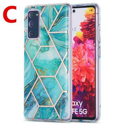 Electroplating Double-sided IMD Stitching Marble Anti-fall Anti-fingerprint Soft TPU Back Cover Phone Case for Samsung Galaxy S20 FE