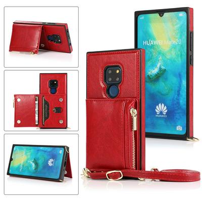 Fashion Crossbody Type Multi-purpose Zipper Drop Protection Flip Card Slots PU Leather Wallet Phone Case for HUAWEI Mate 20