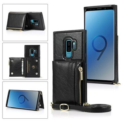 Fashion Crossbody Type Multi-purpose Zipper Drop Protection Flip Card Slots PU Leather Wallet Phone Case for Samsung Galaxy S9