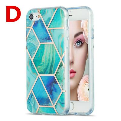 Electroplating Double-sided IMD Stitching Marble Anti-fall Anti-fingerprint Soft TPU Back Cover Phone Case for iPhone 7 / 8
