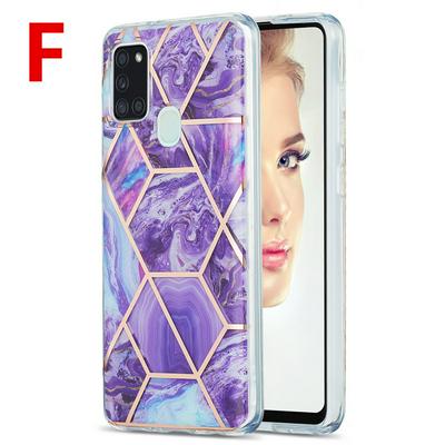 Electroplating Double-sided IMD Stitching Marble Anti-fall Anti-fingerprint Soft TPU Back Cover Phone Case for Samsung Galaxy A21s
