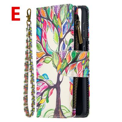Colored Painting Zipper Wallet BF03 Scratch Resistant PU Leather Phone Case with Stand &Lanyard for Samsung Galaxy S21 5G