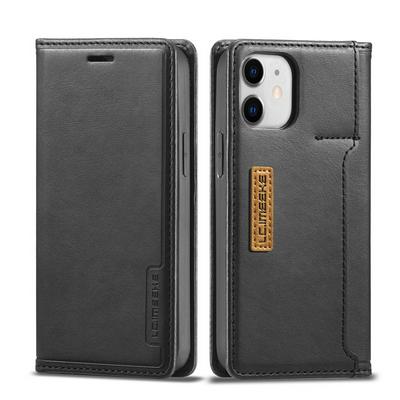 Simple Solid Color Magnetic Buckle Closure Shockproof Scratch Resistant PU Leather Wallet Phone Case with Card Slot for iPhone 12 mini(5.4)