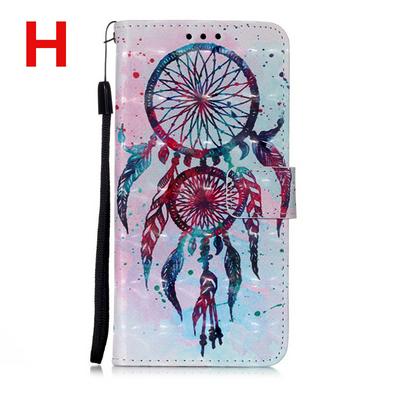 Color Painted Side Flip Scratch Resistant PU Leather Wallet Phone Case with Stand and Lanyard for Samsung Galaxy A70e