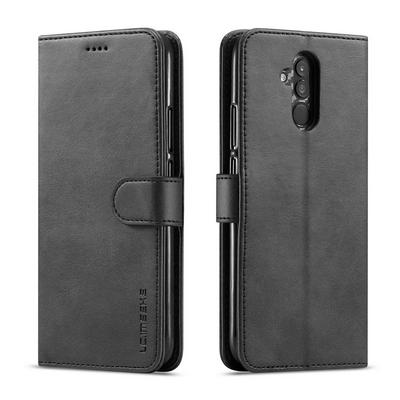 Magnetic Button Calf Pattern Shock-Absorption Side Flip PU Leather + Soft TPU Wallet Phone Case with Card Slot and Stand for HUAWEI Mate 20 Lite / Maimang 7