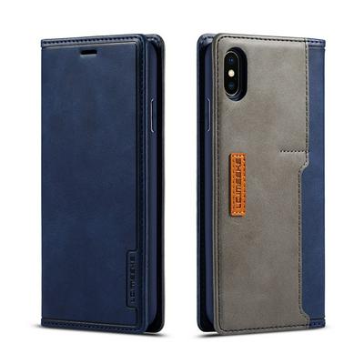 Simple Solid Color Magnetic Buckle Closure Shockproof Scratch Resistant PU Leather Wallet Phone Case with Card Slot for iPhone X / XS