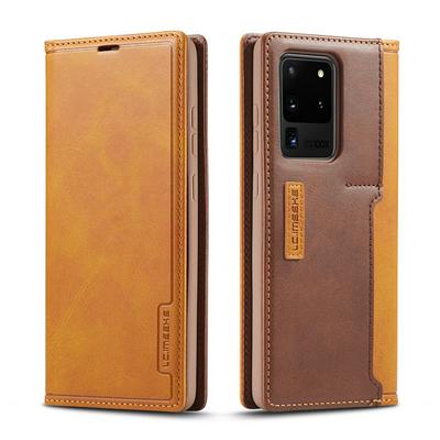 Simple Solid Color Magnetic Buckle Closure Shockproof Scratch Resistant PU Leather Wallet Phone Case with Card Slot for Samsung Galaxy S20 Ultra