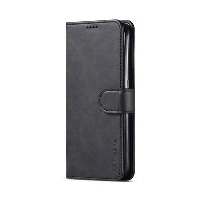 Magnetic Button Calf Pattern Shock-Absorption Side Flip PU Leather + Soft TPU Wallet Phone Case with Card Slot and Stand for Samsung Galaxy A01