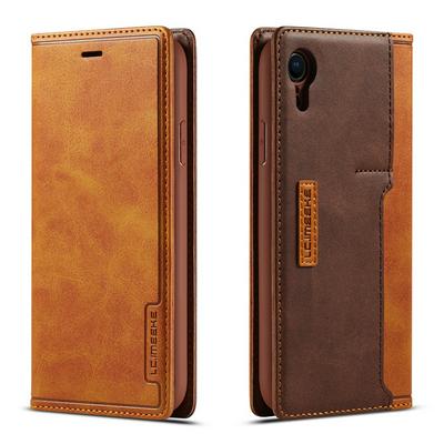 Simple Solid Color Magnetic Buckle Closure Shockproof Scratch Resistant PU Leather Wallet Phone Case with Card Slot for iPhone XR 6.1