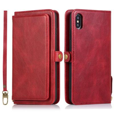 Two-in-one Multifunction Strong Magnetic Detachable Shockproof PU Leather Wallet Phone Case with Multi-card slots for iPhone X / XS