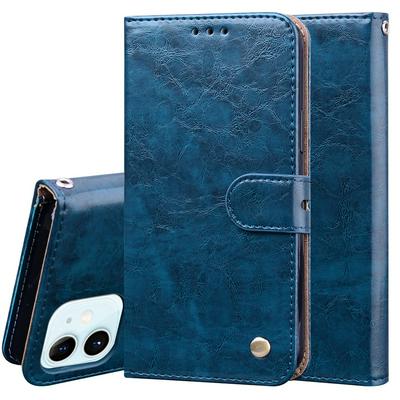 Oil Wax Pattern Retro Business Shockproof PU Leather Wallet Phone Case with Card Slots for iPhone 12 / 12 Pro(6.1)