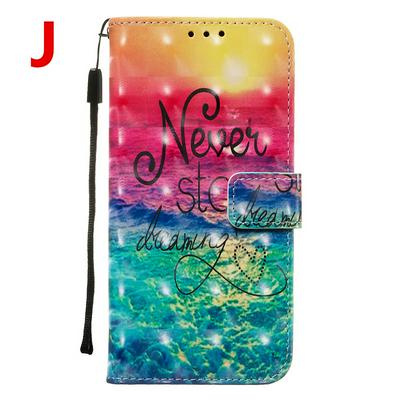 Color Painted Side Flip Scratch Resistant PU Leather Wallet Phone Case with Stand and Lanyard for Samsung Galaxy Note10