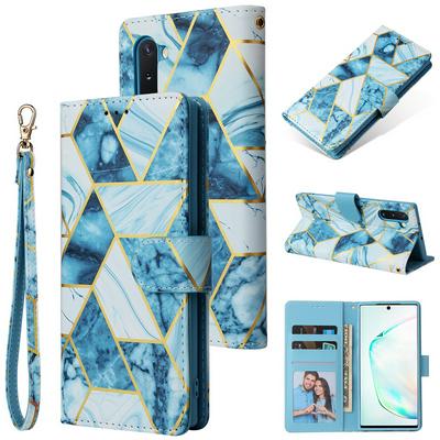 Bronzing Marble Stitching Geometric Patterns Shockproof and Scratchproof PU Leather+TPU Wallet Phone Case for Samsung Galaxy Note10