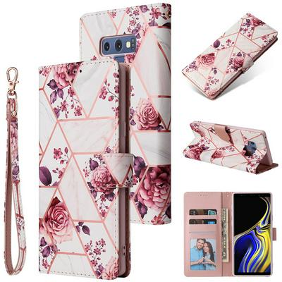 Bronzing Marble Stitching Geometric Patterns Shockproof and Scratchproof PU Leather+TPU Wallet Phone Case for Samsung Galaxy Note 9