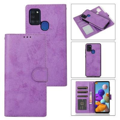 Retro Two-in-one Split Strong Magnetic Anti-fall Shockproof PU Leather Wallet Phone Case with Card Slots for Samsung Galaxy A21s