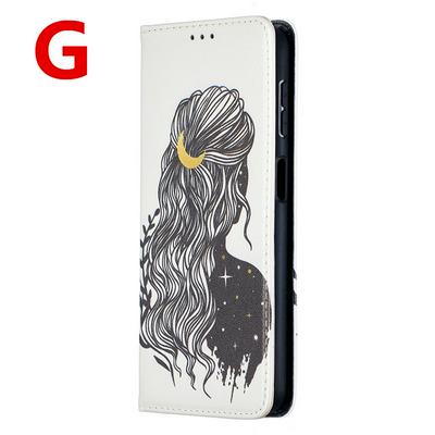 Color Painted Magnetic Closure Cute Cartoon Pattern Side Flip Scratch Resistant PU Leather Wallet Phone Case with Stand for Samsung Galaxy A32 5G