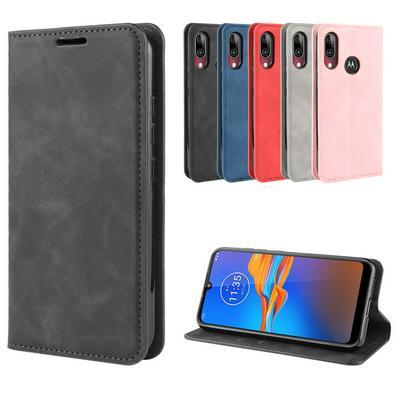 Retro Pattern PU Leather + Soft TPU Card Slots with Stand Support and Wallet Magnetic Absorb Protective Case for Motorola Moto E6 Plus