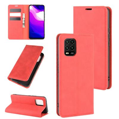 Solid Color Magnetic Attraction Side Flip Shockproof Anti-Scratch PU Leather + Soft TPU with Card Slots and Stand Wallet Protective Case for Xiaomi Mi 10 Lite 5G