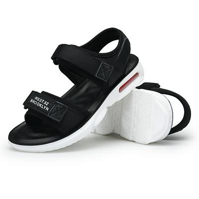 Boy's Open Sandals Non-slip Two-strap Beach Shoes Size 26 to 37(Black)