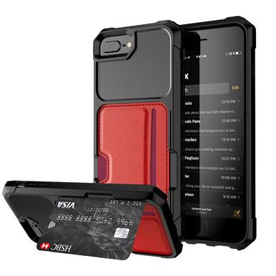 Magnetic Absorption Car Holding TPU with Hidden Card Holder Slots and Stand Support Back Cover Phone Case for iPhone 7 Plus / 8 Plus