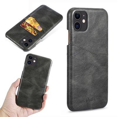Cow Skin PU Leather Coated Hard PC with Card Holder Back Cover Case for Apple iPhone 11(6.1) 