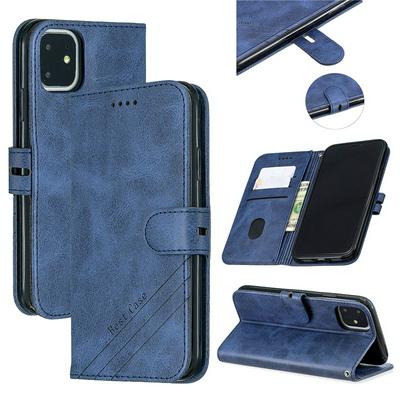 Wallet Case for iPhone 2019 6.1inch, Cowhide-like Leather Phone Case with Oblique Line in the Right Lower Corner