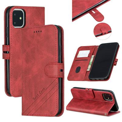 Wallet Case for iPhone 2019 6.1inch, Cowhide-like Leather Phone Case with Oblique Line in the Right Lower Corner