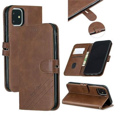 Wallet Case for iPhone 2019 6.1inch, Cowhide-like Leather Phone Case with Oblique Line in the Right Lower Corner