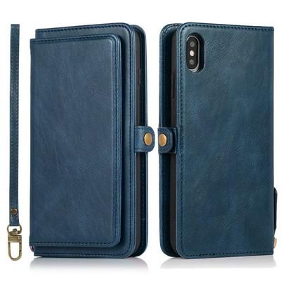 Two-in-one Multifunction Strong Magnetic Detachable Shockproof PU Leather Wallet Phone Case with Multi-card slots for iPhone Xs Max 6.5
