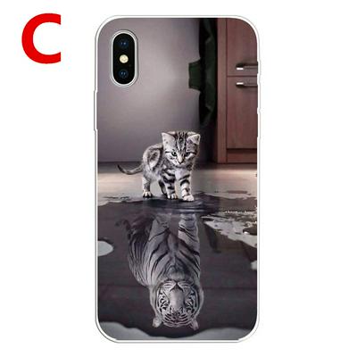 Colored Painting Cartoon Pattern Shockproof Anti-Scratch High Transparency Soft TPU Back Cover Case for iPhone X / XS